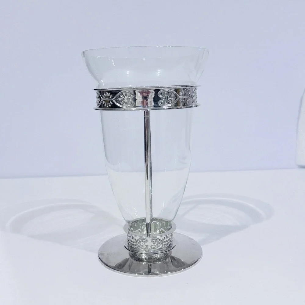 Vintage FTD Silver‎ Plated Clear Glass 9